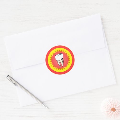 Funny Red White Extracted Molar Starburst Classic Round Sticker