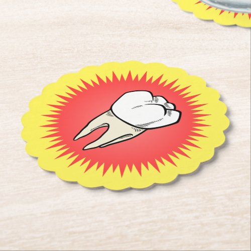Funny Red White Extracted Molar Starburst Paper Coaster