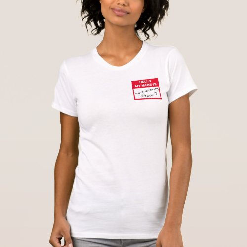 Funny red white hello my name is distancing queen T_Shirt