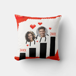 Funny Red & White Pixel Game Photo Boyfriend Throw Pillow