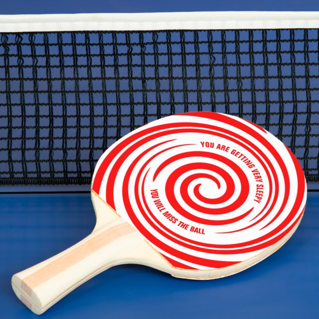 Funny Red White Swirls Hypnotic Pattern Ping Pong Paddle (Insitu)