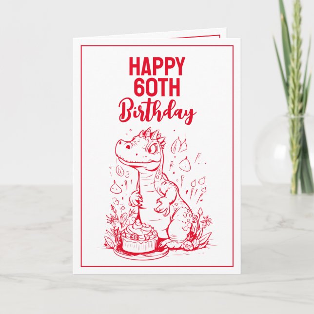 Funny Red & White Trex Husband 60th Birthday Card (Front)
