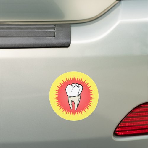 Funny Red White Yellow Extracted Molar Starburst Car Magnet