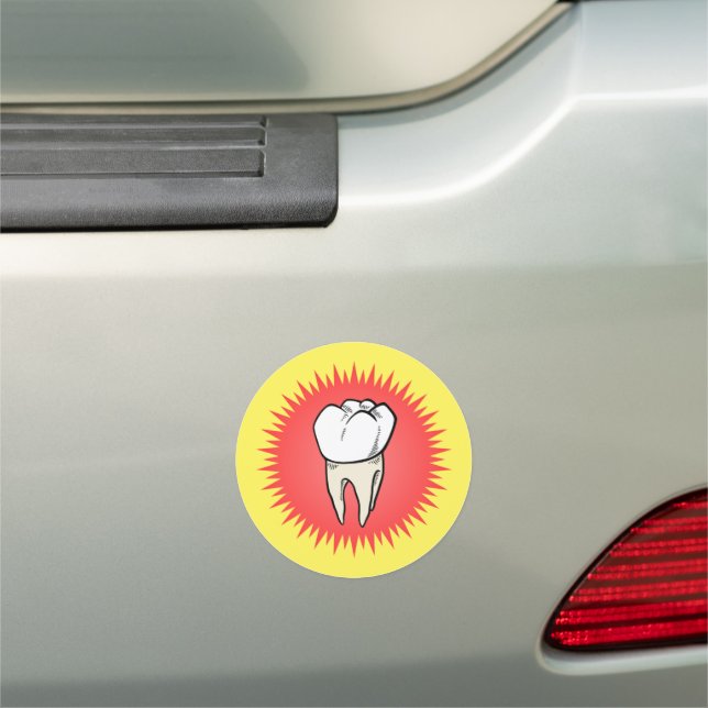Funny Red White Yellow Extracted Molar Starburst Car Magnet (In Situ)