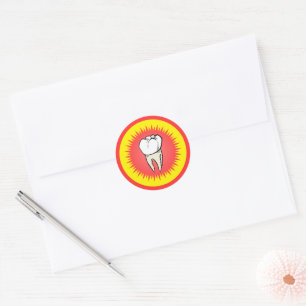 Funny Red White Yellow Extracted Molar Starburst Classic Round Sticker