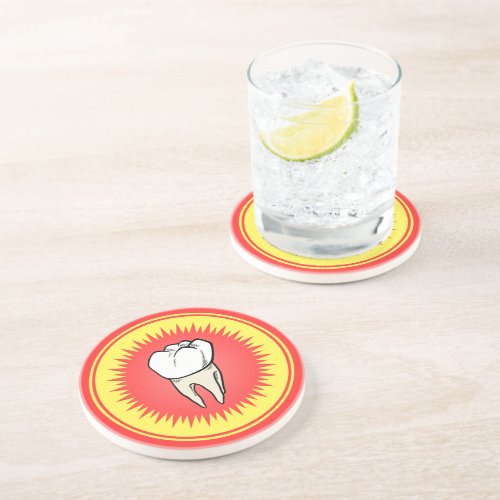 Funny Red White Yellow Extracted Molar Starburst Coaster