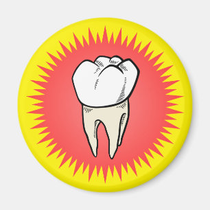 Funny Red White Yellow Extracted Molar Starburst Magnet