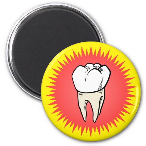Funny Red White Yellow Extracted Molar Starburst Magnet