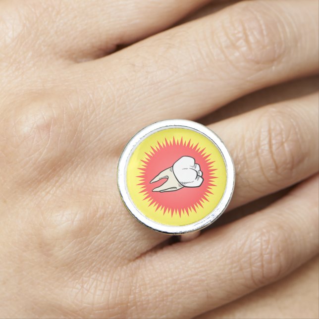 Funny Red White Yellow Extracted Molar Starburst Ring (In Situ)