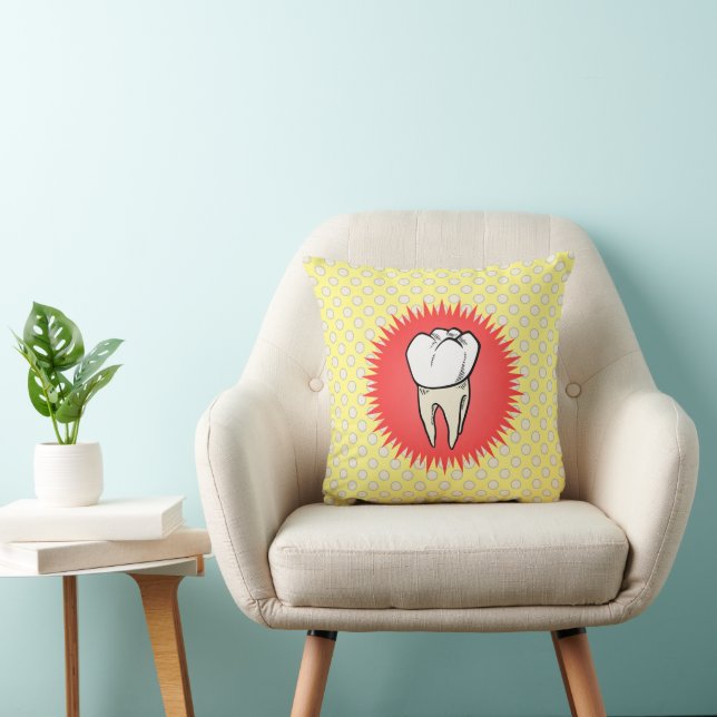 Funny Red White Yellow Extracted Molar Starburst Throw Pillow (Chair)