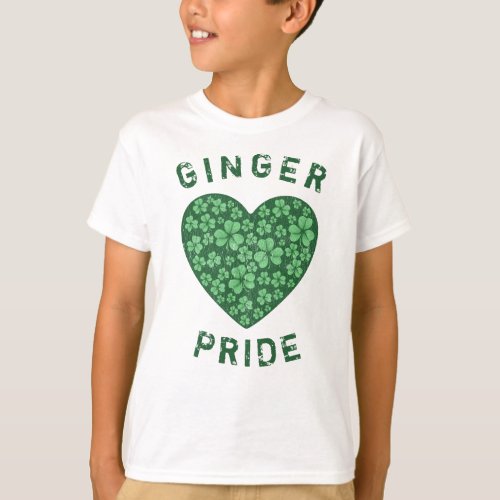 Funny Redhead Ginger Power Shamrock Green Heart T_Shirt
