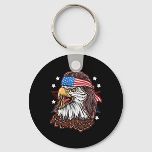Funny Redneck 80s Patriotic Proud Mullet American Keychain