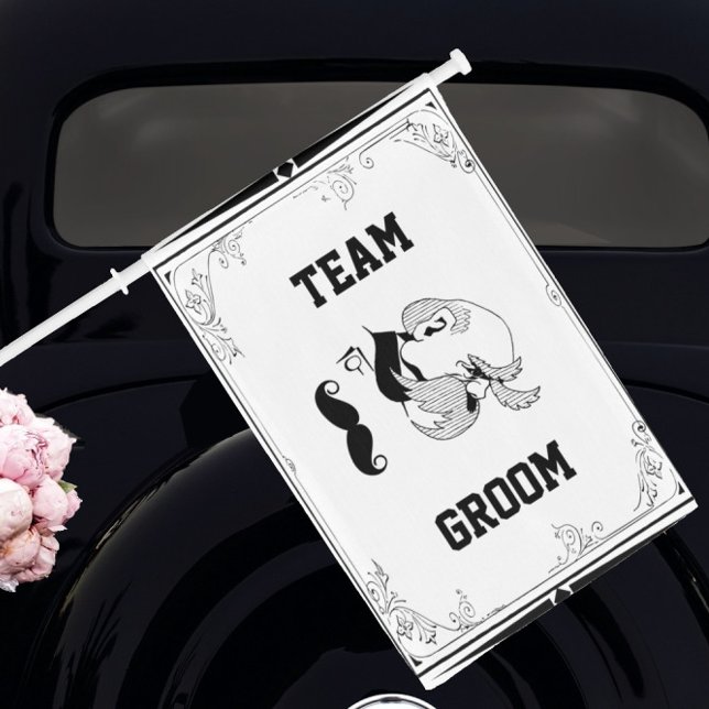 Funny Redneck Moustache TEAM Groom Car Flag (Creator Uploaded)
