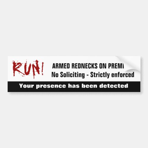 Funny Redneck No Soliciting Sign Bumper Sticker