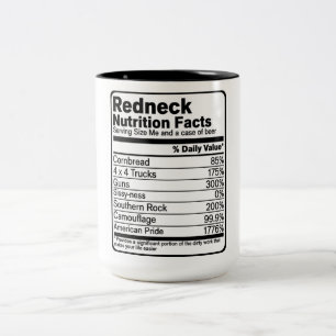 Funny Redneck Nutritional Facts Two-Tone Coffee M Two-Tone Coffee Mug