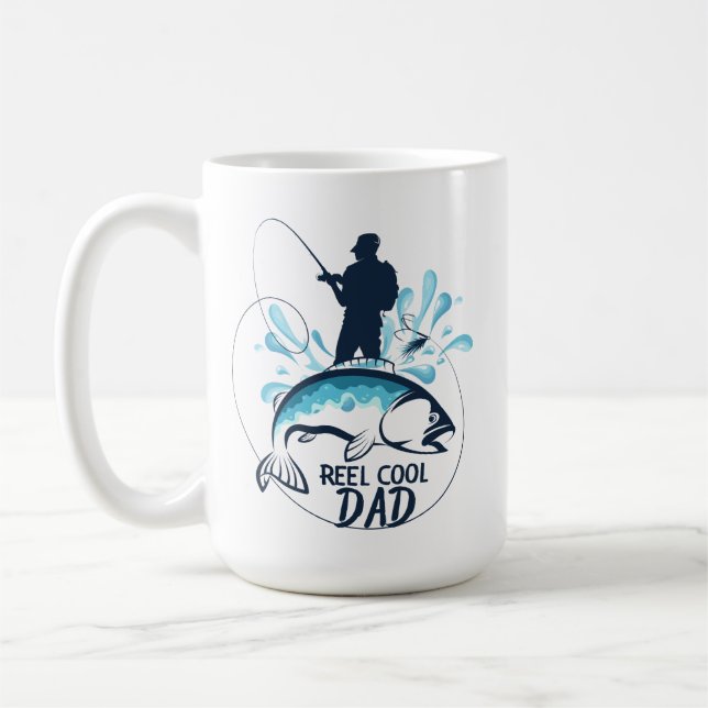 Funny Reel Cool Dad Fishing Coffee Mug (Left)
