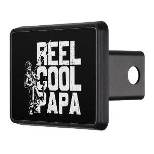 funny reel cool Papa word art  Hitch Cover