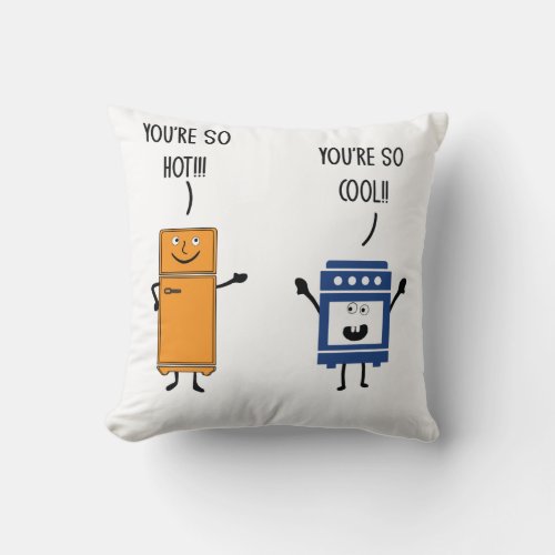 Funny Refrigerator And Oven Chef Cook Pun Jokes Hu Throw Pillow
