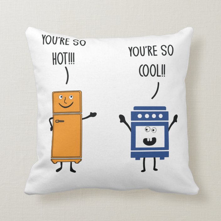 Funny Refrigerator And Oven Chef Cook Pun Jokes Hu Throw Pillow