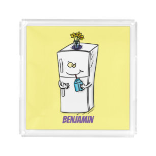 Funny refrigerator cartoon illustration acrylic tray