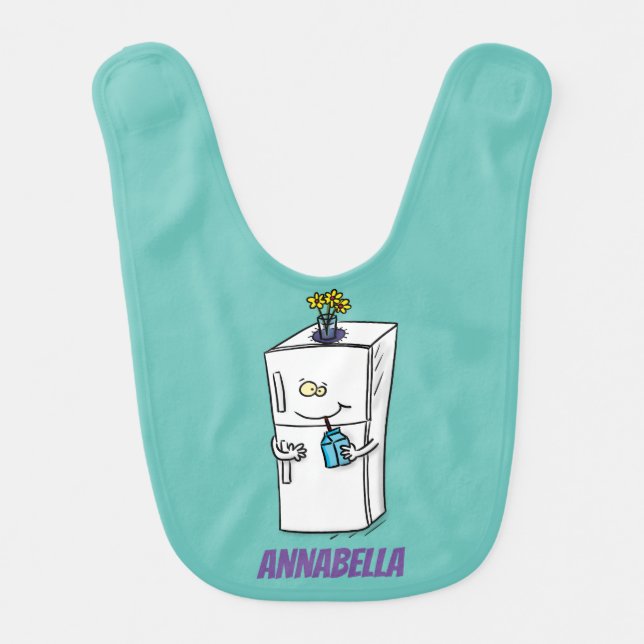 Funny refrigerator cartoon illustration baby bib (Front)