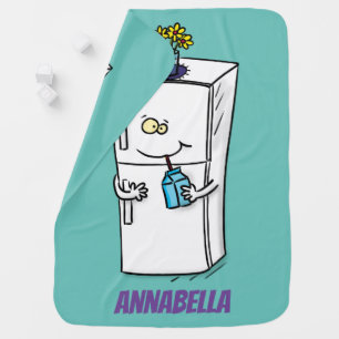 Funny refrigerator cartoon illustration baby blanket