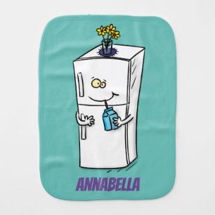 Funny refrigerator cartoon illustration baby burp cloth