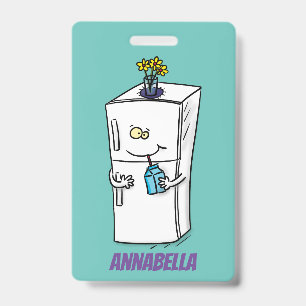 Funny refrigerator cartoon illustration badge