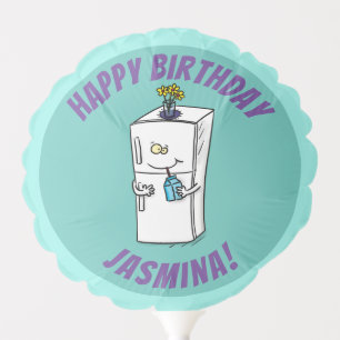 Funny refrigerator cartoon illustration balloon