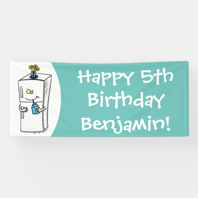 Funny refrigerator cartoon illustration banner (Horizontal)