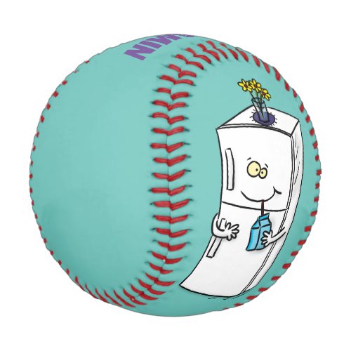 Funny refrigerator cartoon illustration  baseball