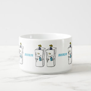 Funny refrigerator cartoon illustration bowl