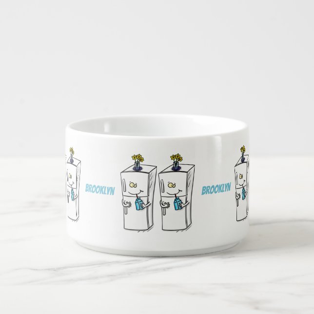 Funny refrigerator cartoon illustration bowl (Center)