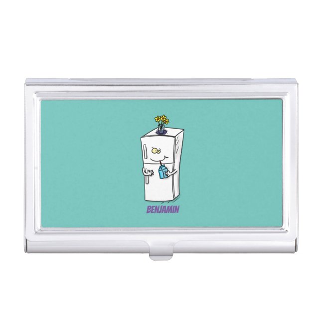 Funny refrigerator cartoon illustration  business card case (Front)