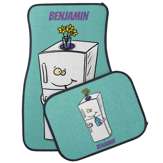 Funny refrigerator cartoon illustration  car floor mat (Set)