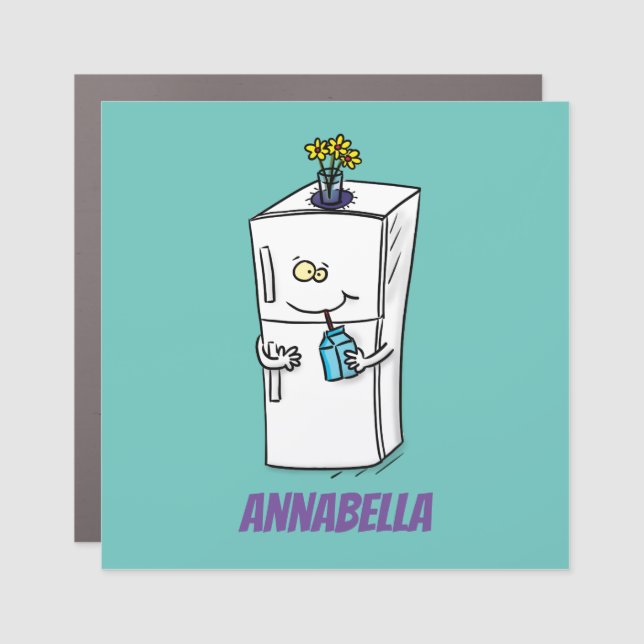 Funny refrigerator cartoon illustration car magnet (Front)