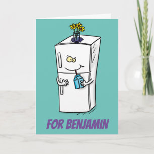 Funny refrigerator cartoon illustration card