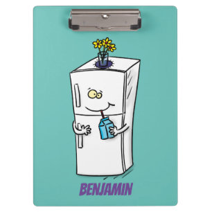 Funny refrigerator cartoon illustration clipboard
