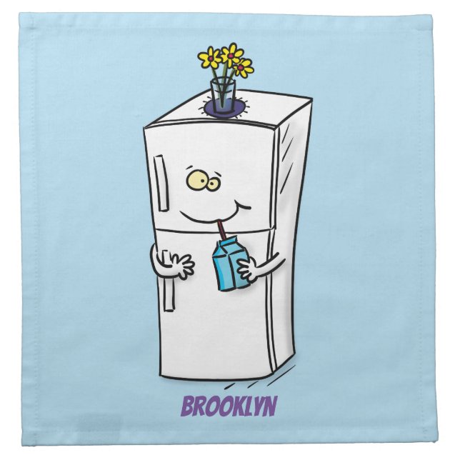 Funny refrigerator cartoon illustration cloth napkin (Front)