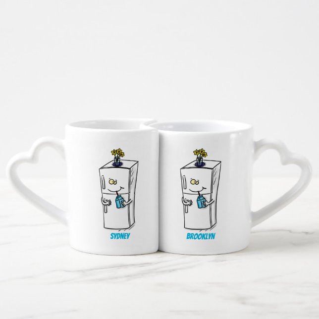 Funny refrigerator cartoon illustration coffee mug set (Back Nesting)