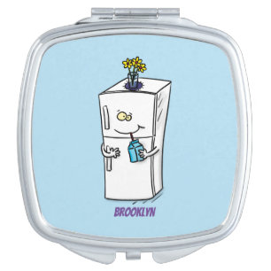 Funny refrigerator cartoon illustration compact mirror