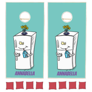 Funny refrigerator cartoon illustration cornhole set