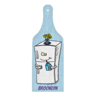Funny refrigerator cartoon illustration cutting board