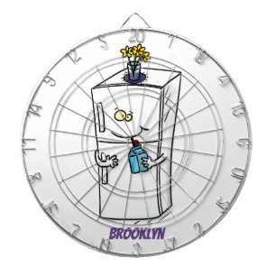 Funny refrigerator cartoon illustration dart board