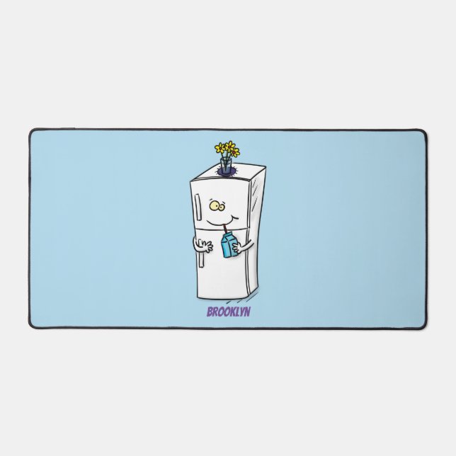 Funny refrigerator cartoon illustration desk mat (Front)