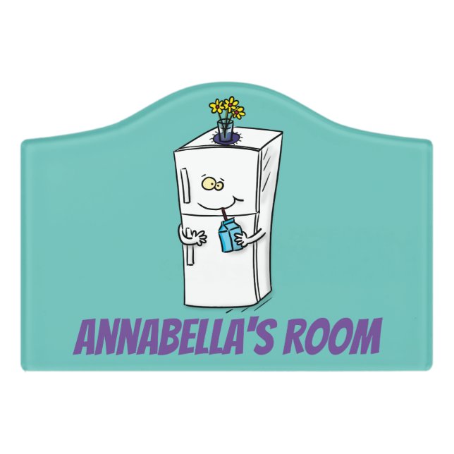 Funny refrigerator cartoon illustration door sign (Small Crest Front)