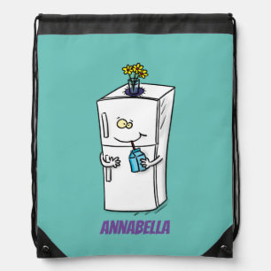 Funny refrigerator cartoon illustration drawstring bag