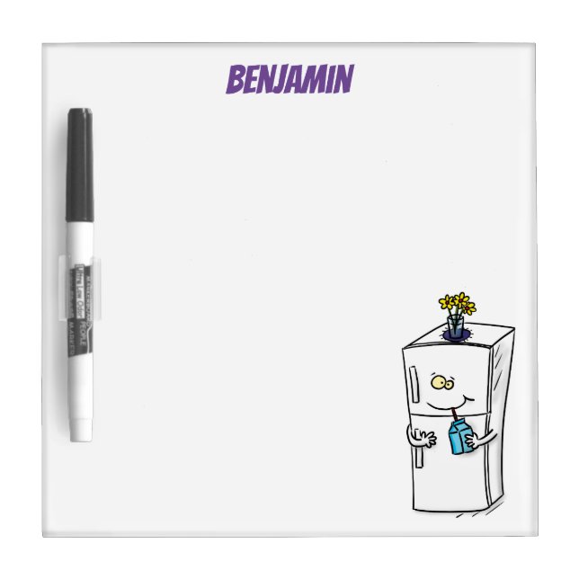 Funny refrigerator cartoon illustration dry erase board (Front)