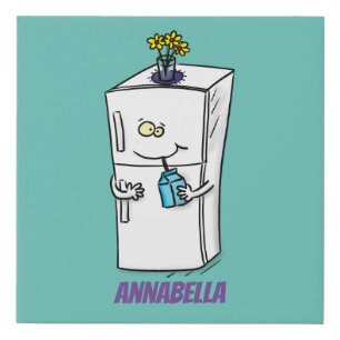 Funny refrigerator cartoon illustration faux canvas print