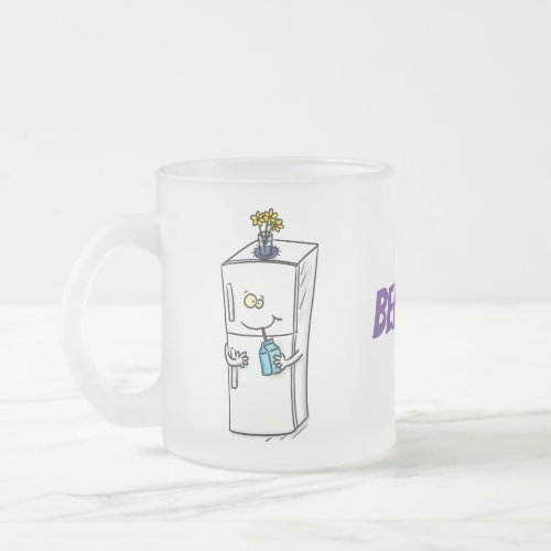 Funny refrigerator cartoon illustration frosted glass coffee mug